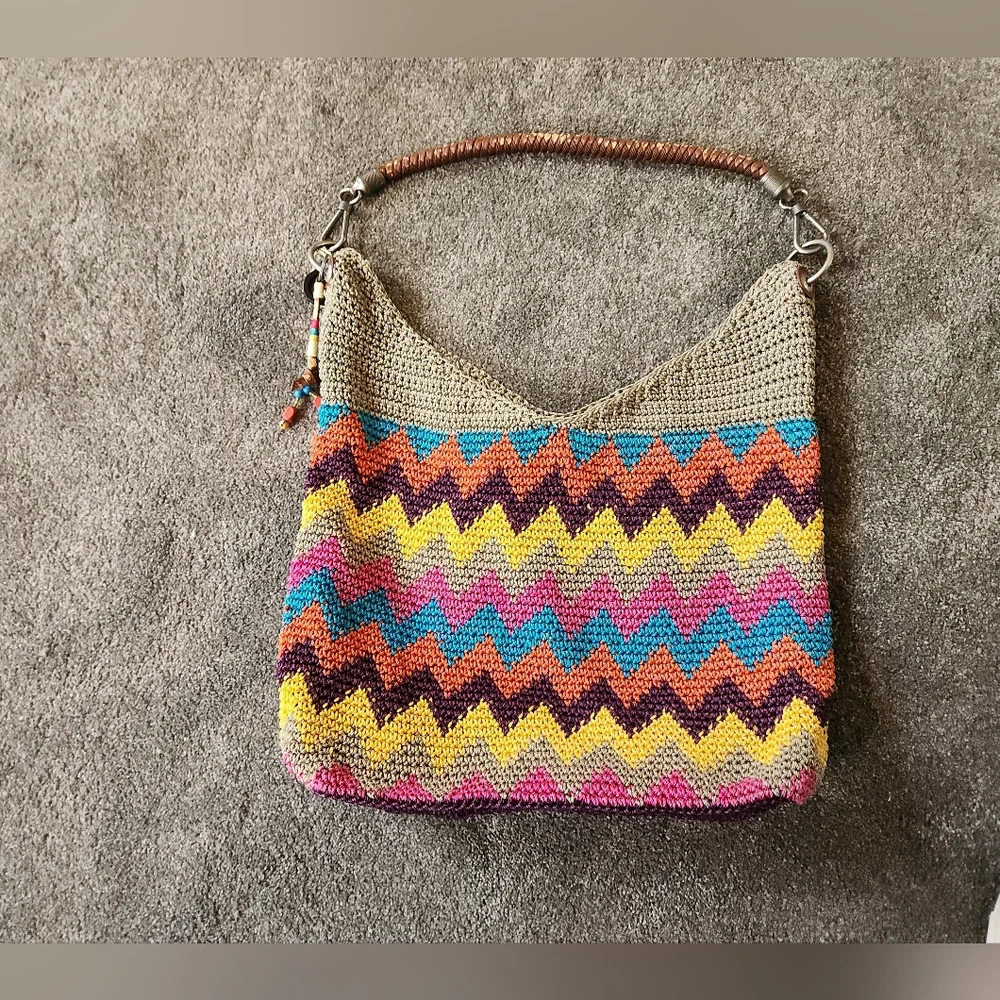The SAK Bennett‎ Crochet  Monterey Stripe Shoulder Bag Boho Festival Retro